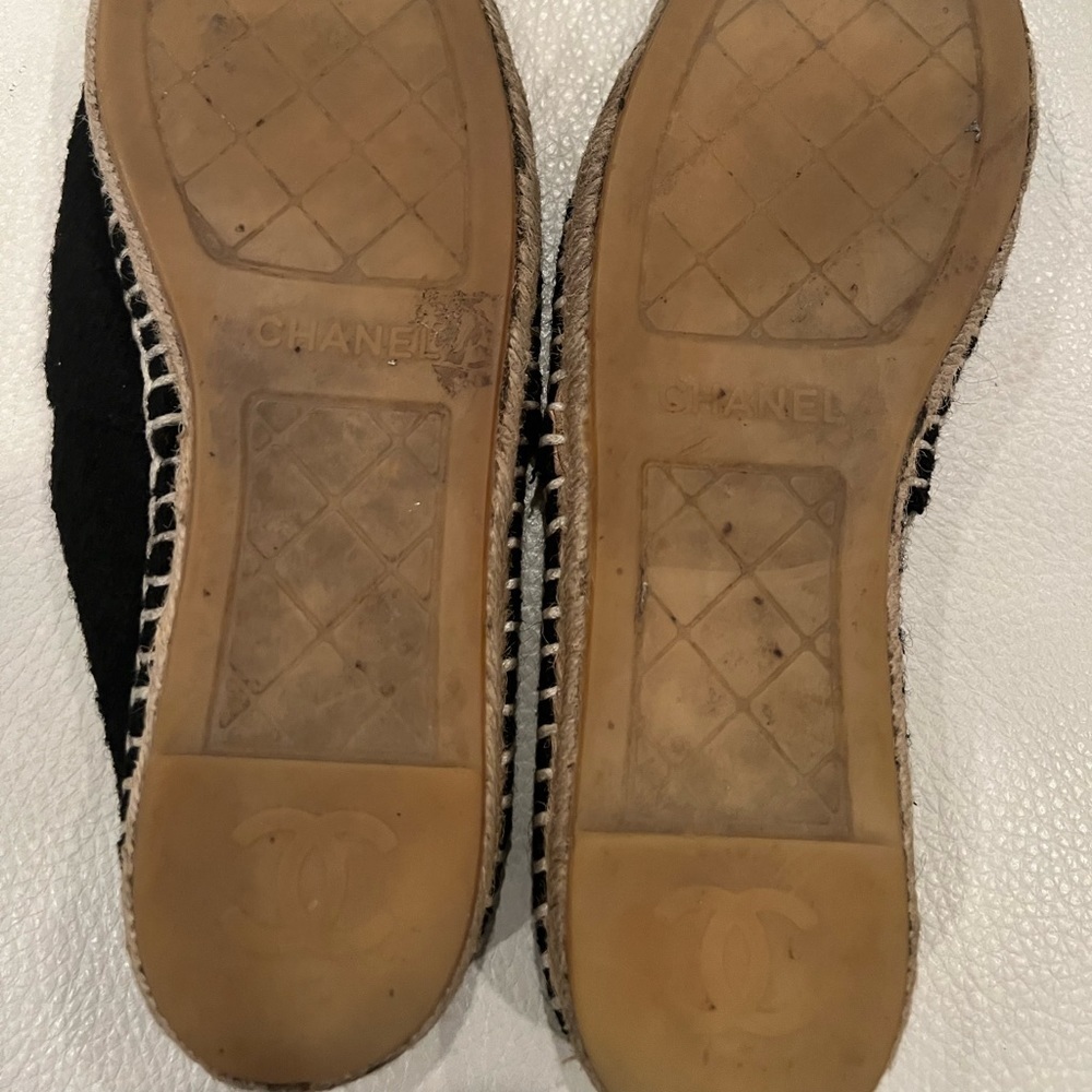 CHANEL Espadrilles Tweed and Velvet Grey/Black size 35 - Picture 3 of 12